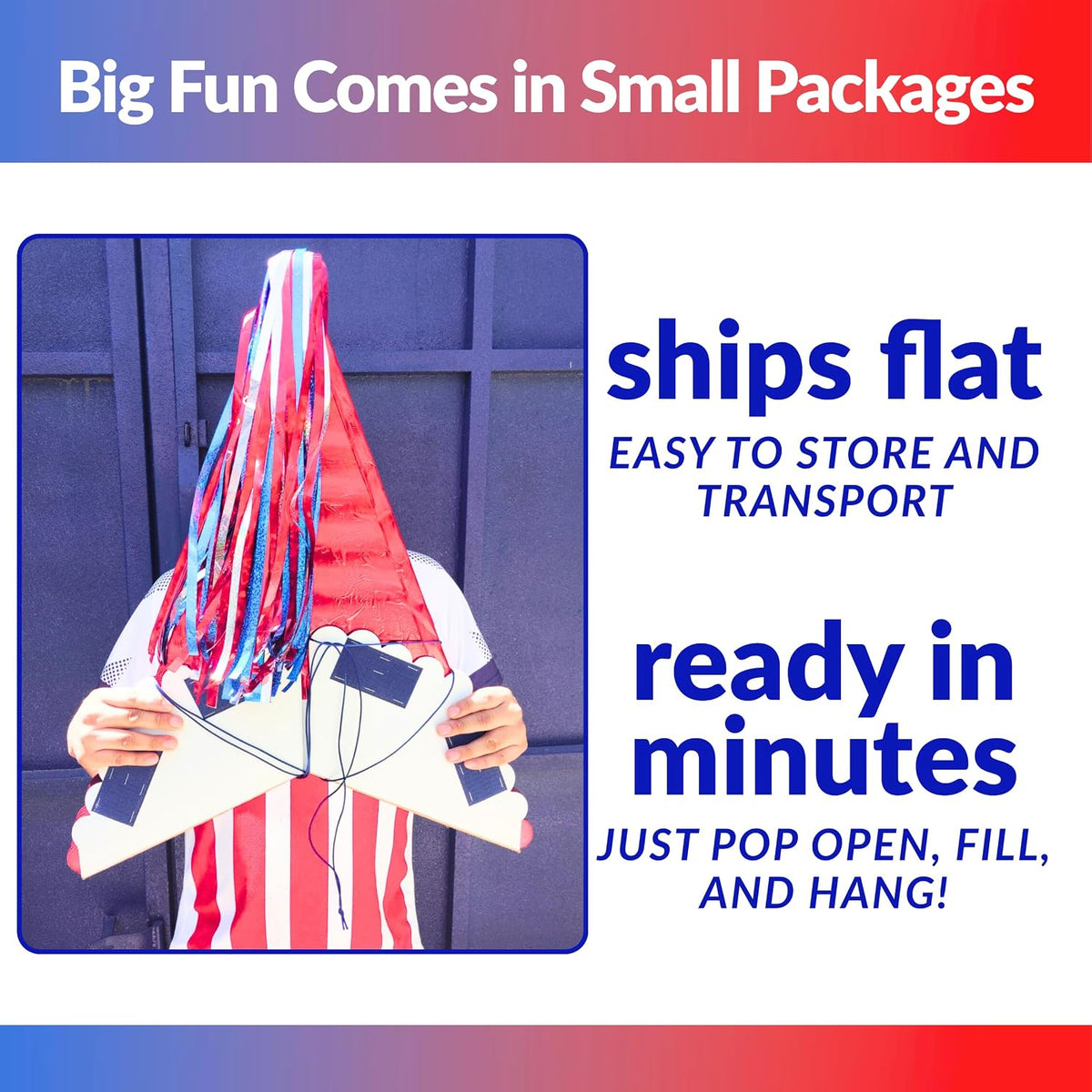 Mexican Piñata, Christmas Pinata - Red, White, Blue 52" - image 4