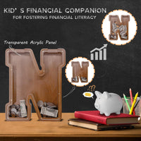 JOOMLAFLY Wooden Letter Piggy Bank for Kids 9"Clear Coin Bank - N / Initial-12" - image 3