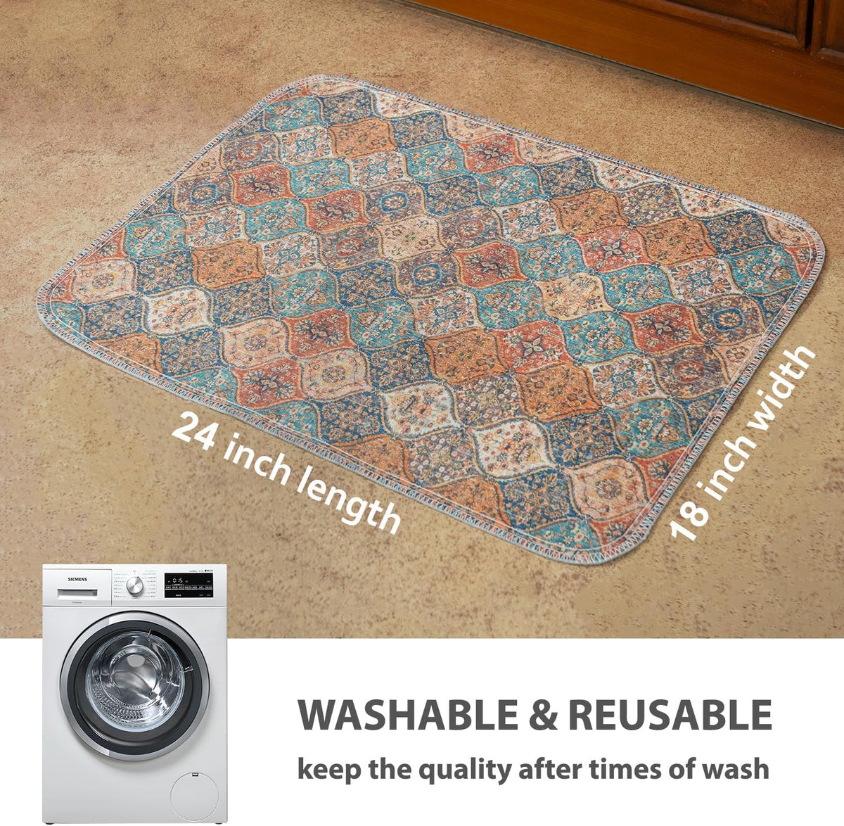 Washable Pee Pads for Dogs, Stylish - 18x24 Inch (Pack of 2) / Cream/Multi - image 2