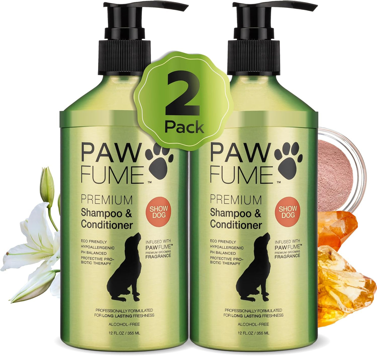 PAWFUME Deshedding Dog Shampoo and Conditioner, Show Dog - Shampoo & Conditioner Show Dog / Pack of 2