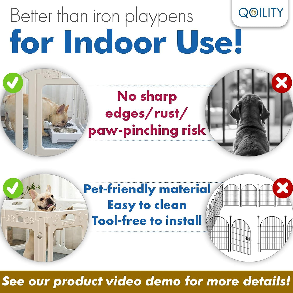 Clear Acrylic Dog Playpen Indoor, 24" H - White / 8 Panels / 24" Height - image 4