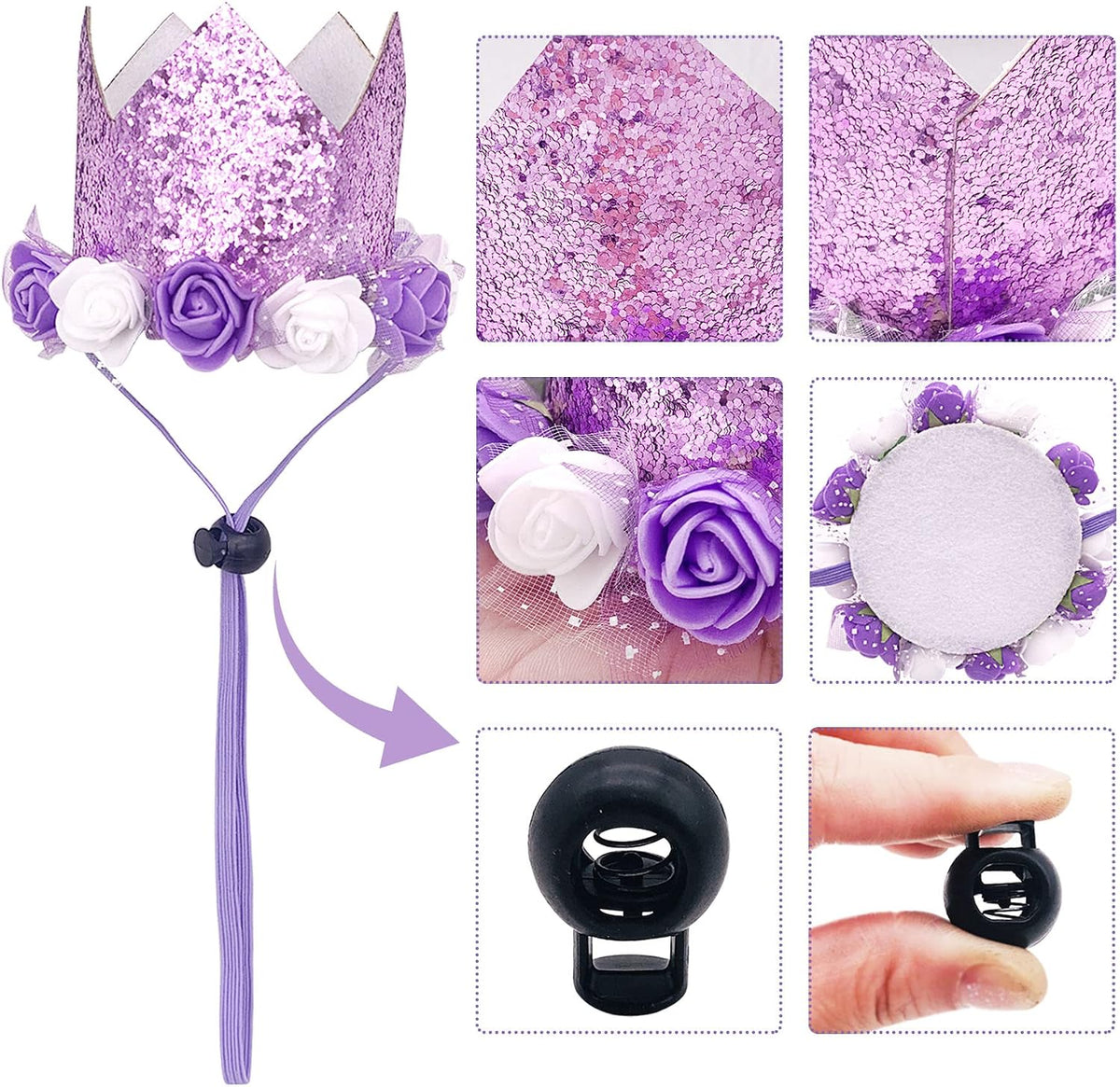 PET SHOW Pink Crown Dog Birthday Party Hat for Girls Reusable - Lavender - image 2