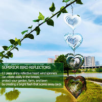 DJUAN Metal Bird Scare Discs Set-Highly Reflective Double-Sided Bird - Silver Heart - image 4