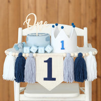 First Birthday Decorations for Boy Blue One Year Old High Chair - Navy Blue - image 2