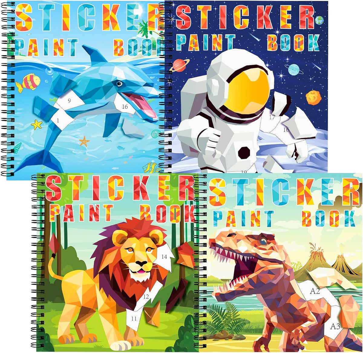 Homicozy 3Pcs Paint by Number Sticker Books for Kids 4-8 - Style2-4pcs