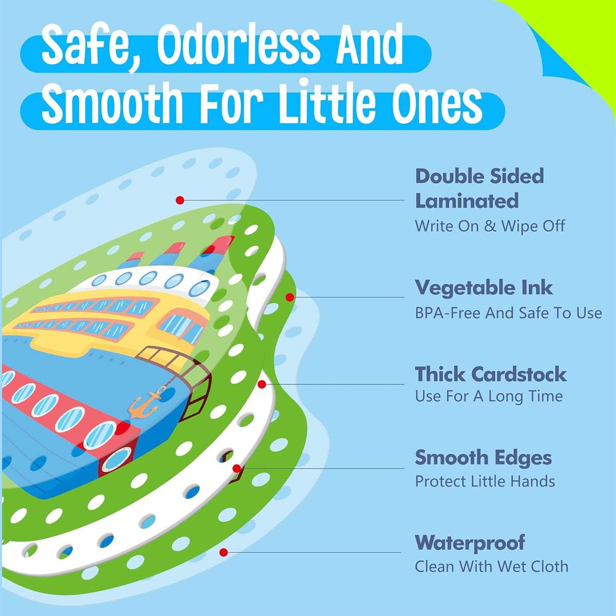 SpriteGru 9 Pieces Kids Lacing Cards - Vehicle-B - image 3