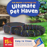 Outdoor Cat Enclosure - Portable Catio Playground for Cat Run, Kitty and Small Animals - Tent & Tunnels for Outside and Indoor Play