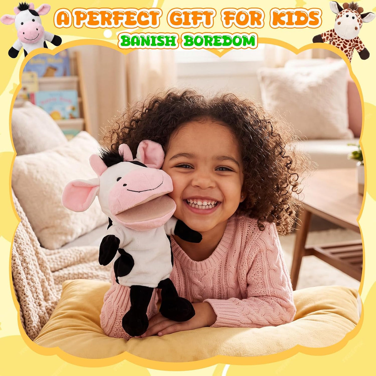 Liliful farm animal hand puppets with movable mouths: horse, sheep, dog, pig, cow and duck - view 12