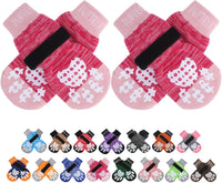 PUPTECK Anti-Slip Dog Socks with Double Sides Grips for Small Medium - Fuschia / X-Small (4 Count)