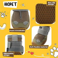 Hcpet Dog Shoes for Large Dogs, Breathable Dog Booties for Small Medium Dogs, Anti-Slip Dog Boots & Paw Protectors for Hot Pavement Winter Snow Hiking with Reflective Straps Army Green Size 5