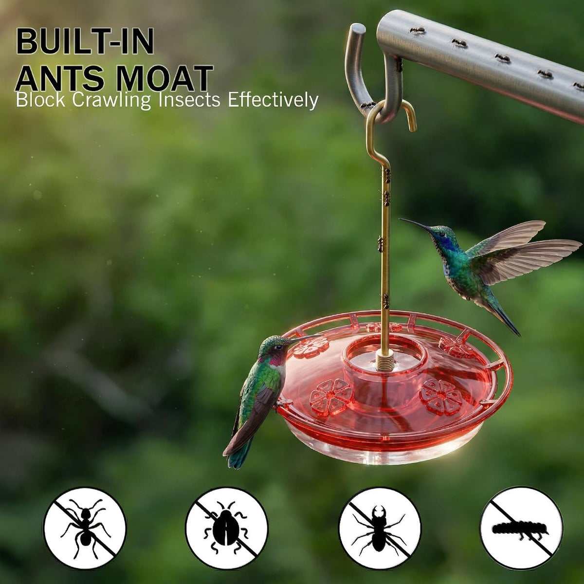2 Pack 16 oz Saucer Hummingbird Feeders for Outdoors - Clear Ruby / 2-Feeder Set - image 4