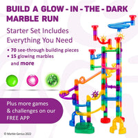 Marble Genius 300 pcs Glow Marble Race Track & STEM Toy for Kids Ages - Starter Set - 115 pcs - image 3