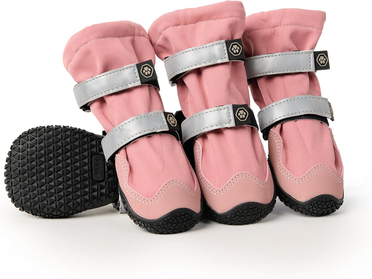 Spark Paws Dog Winter Boots, Waterproof Snow Booties - Pink / Size 2: 1.8"x2.4"(W*L) (Pack of 4)