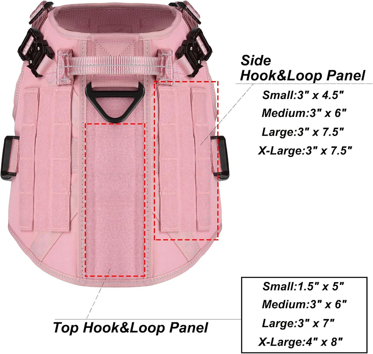 Tactical Dog Harness for Large Dogs, Reflective No Pull Dog Vest - Small (Pack of 1) / Pink - image 2
