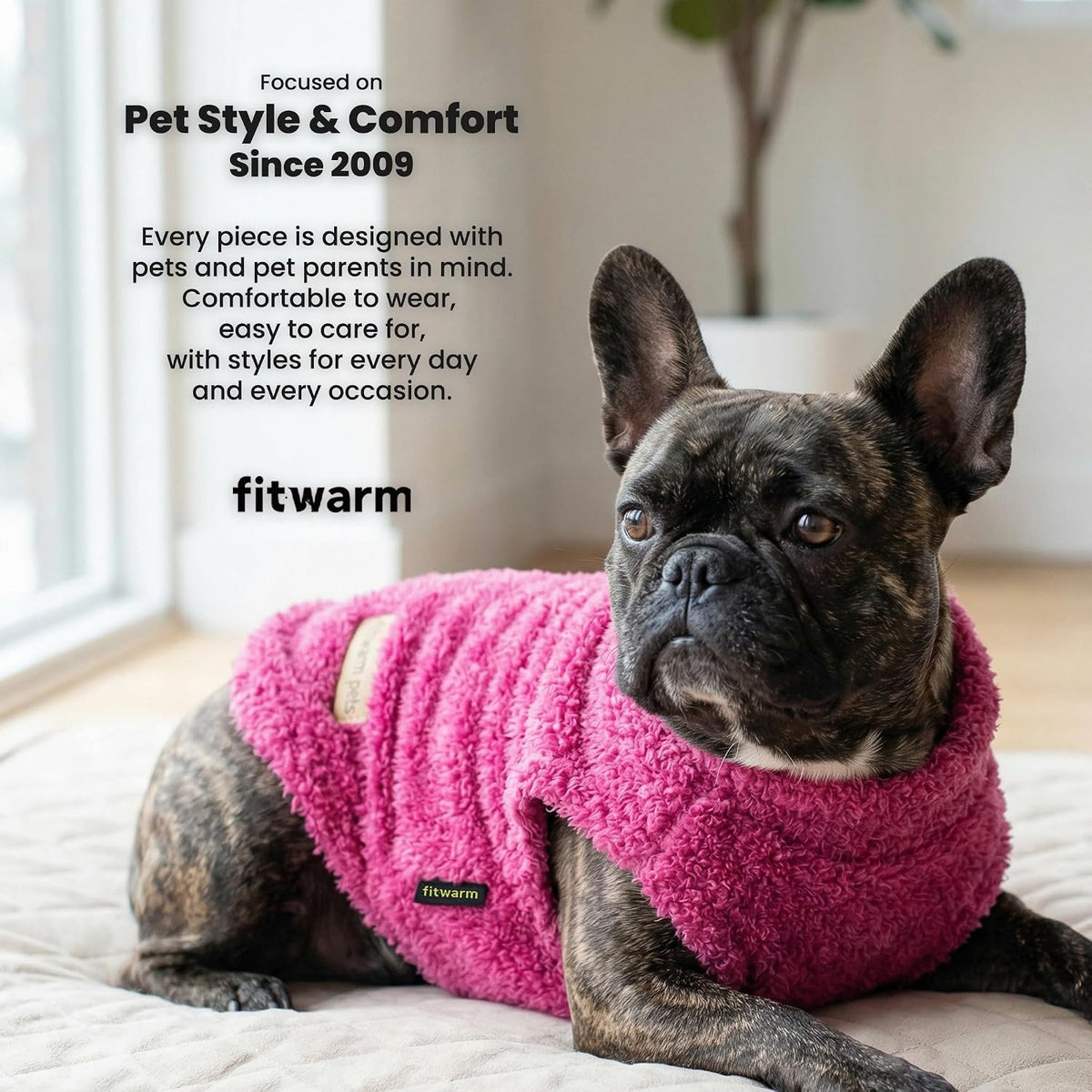 Fitwarm 2 Pack Striped Fleece Dog Sweater - Small / White-Pink - image 2
