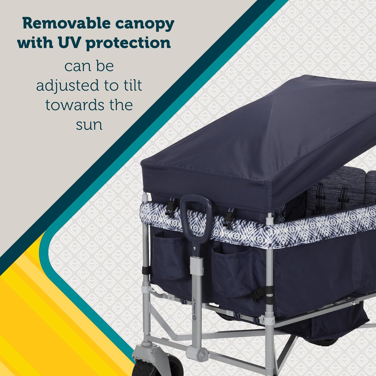 Safety 1st Summit quad wagon stroller with 4 seats and canopy in Navy Ink - view 8