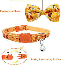 2 Pack Halloween Cat Collars with Bells, Breakaway - Thanksgiving Turkey - image 2