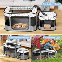 Cat Playpen, Portable Pet Dog Playpen - Grey / 32" × 24" × 22" - image 4