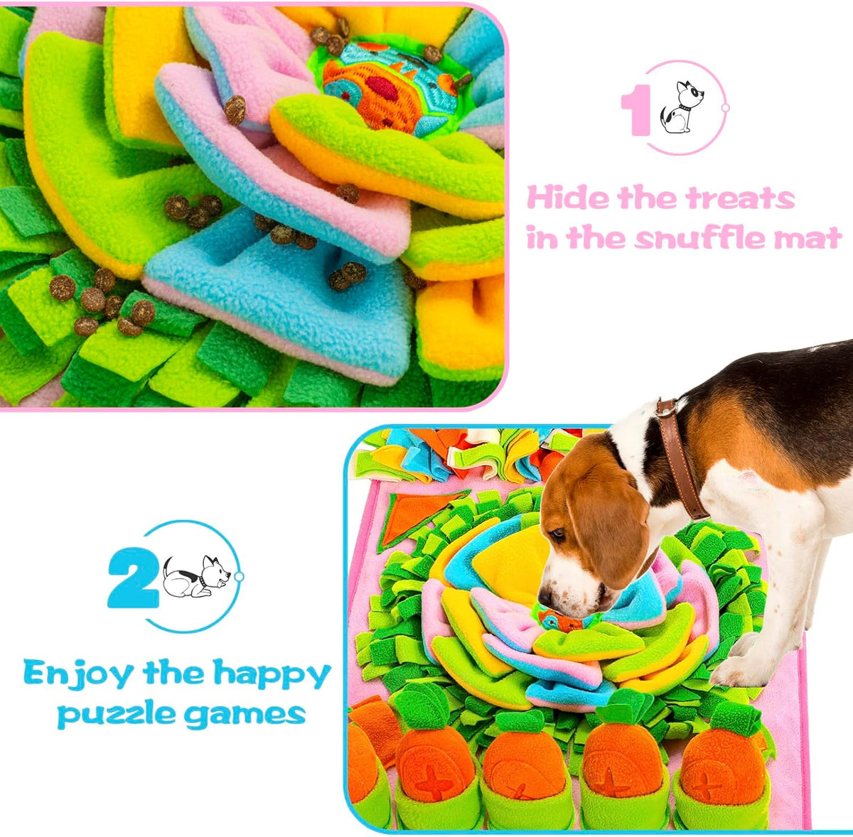 Pet Snuffle Mat for Dogs Sniff Mat Nosework Feeding Mat Slow Feeder - 31''x19''（pink） - image 2