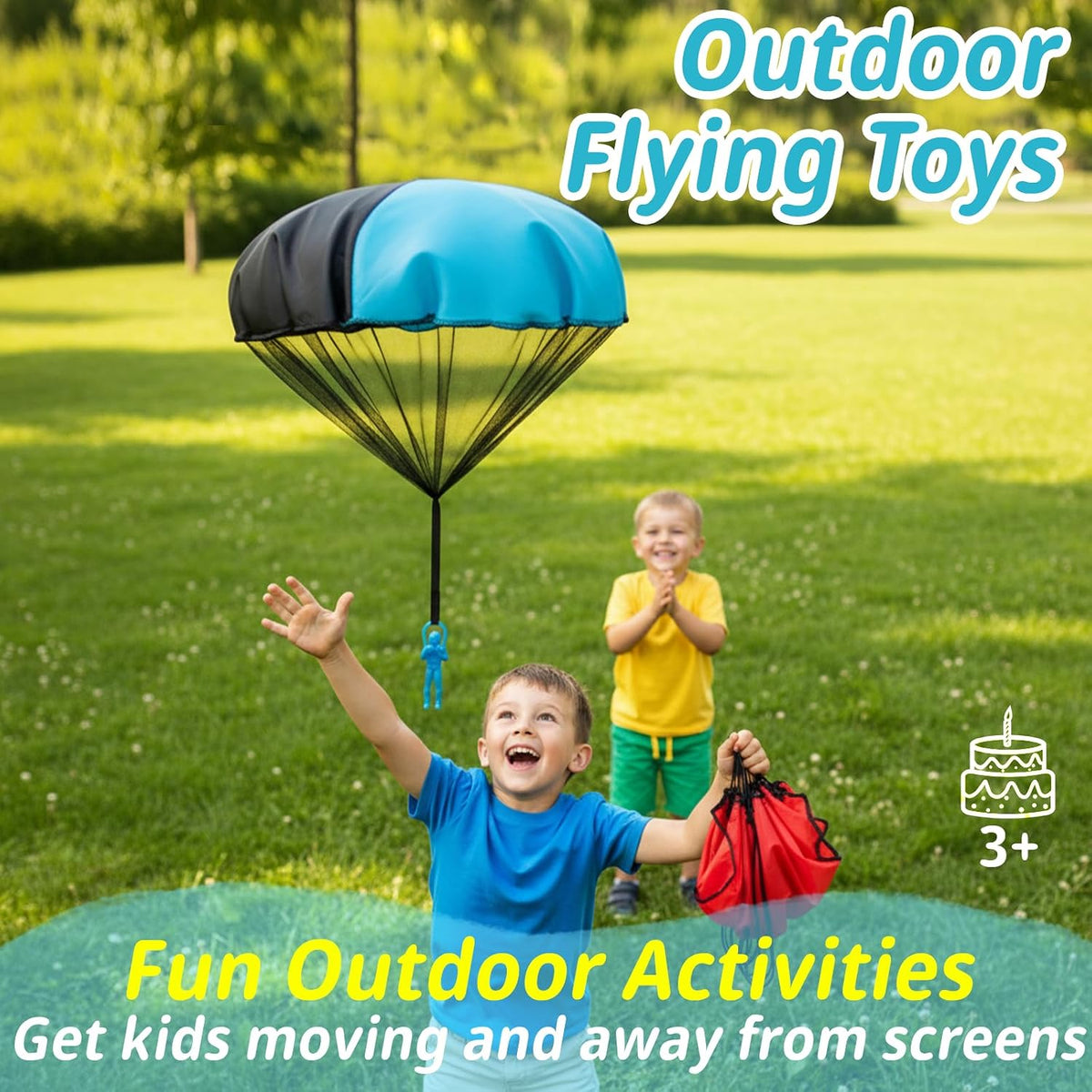 Yeeeasy Tangle-Free Parachute Toys for Kids Outdoor Flying Game - Boys 4Pcs - image 2