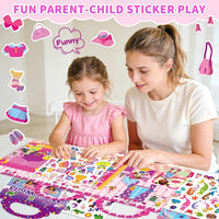 6 Sets Reusable Sticker Book for Toddlers 3-6 - Princess+Mermaid+Elves World - image 3