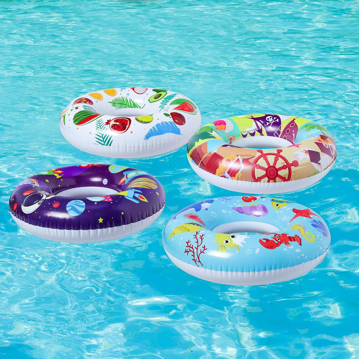 FindUWill Pool Floats Kids, Pool Swim Tubes Rings - 03- Fruit,Yellow,Blue,Purple - image 3