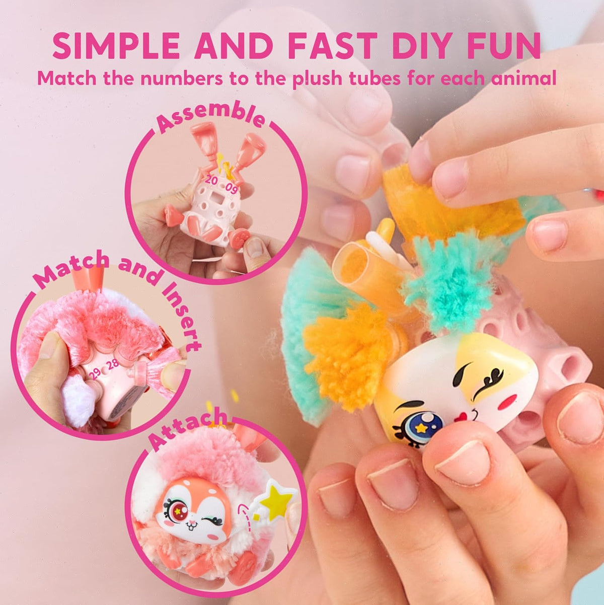 Klever Kits DIY plush keychain craft kit with kitty, puppy and rabbit models - view 4