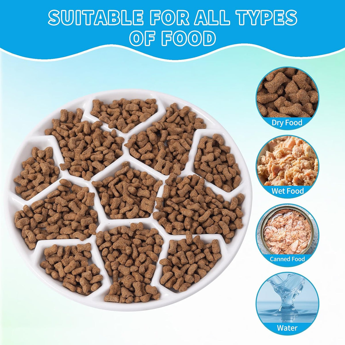 Ceramic Cat Slow Feeder,Shallow and Wide Opening Dish for Whisker Friendly – Essentials for Cats - Soccer Maze - image 4