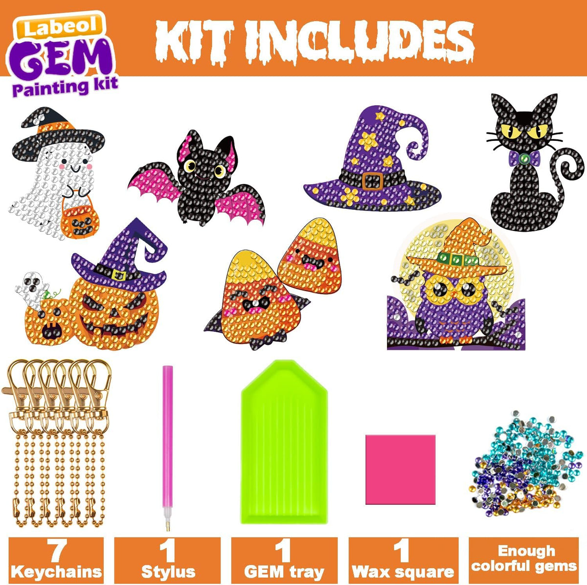 Labeol Diamond Art Kits for kids 5D Diamond Creat Your Own GEM - halloween - image 2