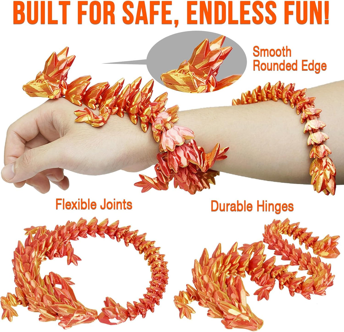 Small Dragon Eggs with Dragon Inside - Orange Red / M (H:5.8 inches) - image 3