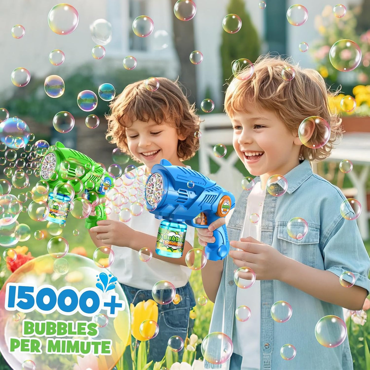 Nicmore automatic bubble gun 2-pack for kids with bubble solution bottles - view 11