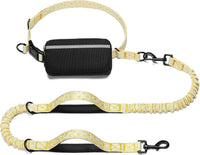 Hands Free Dog Leash with Zipper Pouch - yellow heart / Large