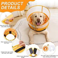 Inflatable Dog Cone Collar with Enhanced Anti-Licking, Soft Neck Donut for Dogs Cats, Recovery Pet Cone Collar After Surgery for Large Medium Small Dogs (Yellow Flower, Medium)