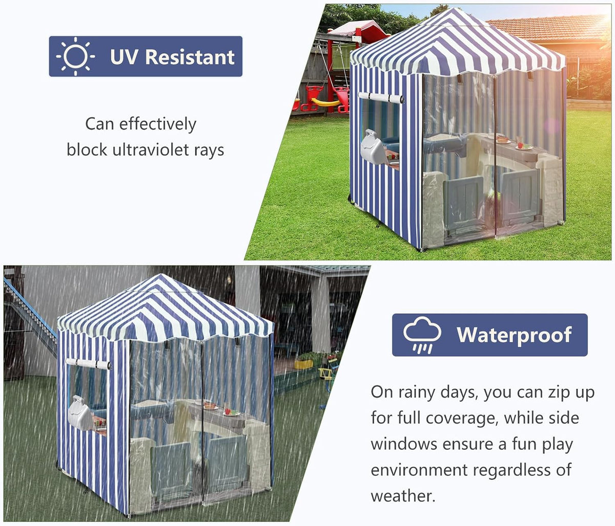 Hadisi black 600D waterproof outdoor kids playhouse cover with zippered front door - view 16