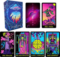 Jrskvaro colorful neon tarot cards deck with 78 cards and beginner guidebook