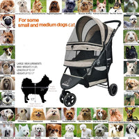 ROODO 3 Wheel Dog Pet Cat Stroller Best Lightweight Foldable Compact - Light khaki - image 3