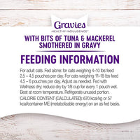 Wellness Healthy Indulgence Gravy Adult Wet Cat Food, Natural, Protein-Rich, Grain Free, 3 Ounce Pouch, 24 Pack, (Tuna & Mackerel)