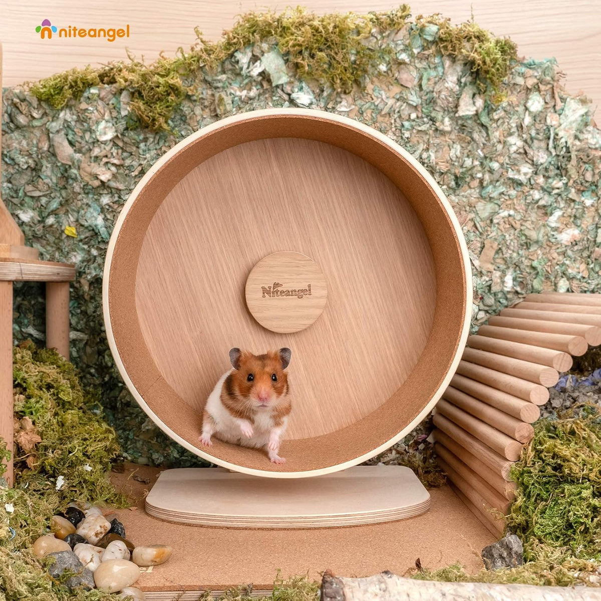 Niteangel Wooden Hamster Exercise Wheel: - M - image 4