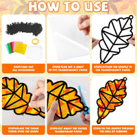 QOUBAI 32 Sets Halloween Bats Suncatchers Craft Kit DIY Window - Maple Leaf - image 3