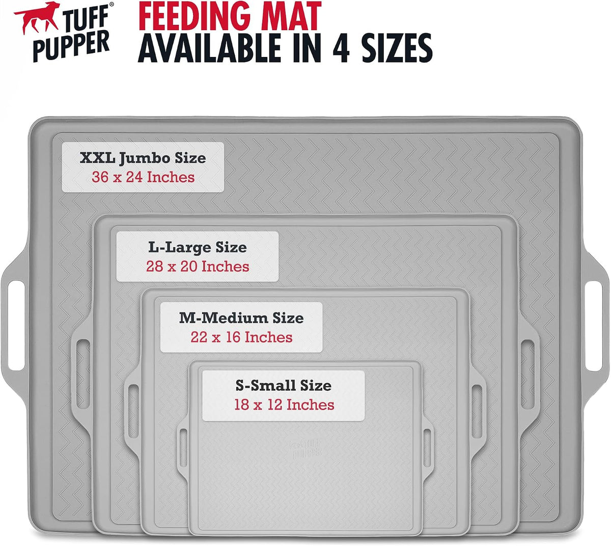Tuff Pupper 36x24 XXL Dog Feeding Mat for Food and Water - Gray / Large - 28" x 20" - image 3