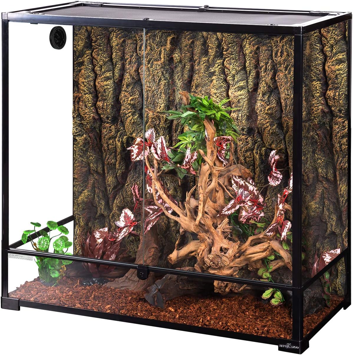 REPTI ZOO 50 Gallon Reptile Glass Tank Terrarium 2 in 1 Side Meshes - 36" x 18" x 36" (Glass)