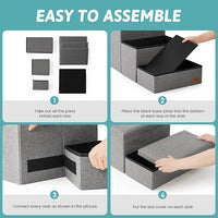 Dog Stairs with Storage, 3-Step Wider Sturdy Dog Steps for Small/Medium/Large Dogs and Older Cats, Folding Doggie Ramp for Bed/Couch/Car Hold Up to 180 lbs (16.7" H, Grey)