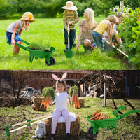Qtioucp Kids Gardening Set with Wheelbarrow - Green2 - image 3