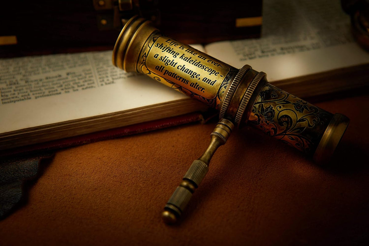 Antique Brass Kaleidoscope Gift for Men, Kids and Adults - With Handle - image 4