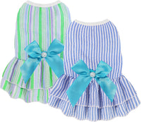 Dog Dress, Cute Pet Princess Dresses with Bright Color Design - Green Blue / XX-Small