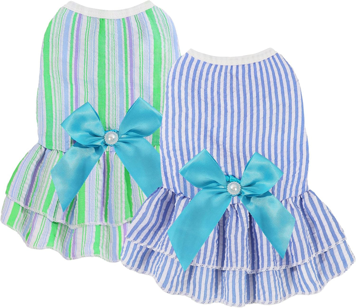 Dog Dress, Cute Pet Princess Dresses with Bright Color Design - Green Blue / XX-Small