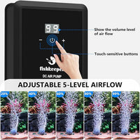 fishkeeper Aquarium Air Pump, 12W 320GPH Ultra Quiet Fish Powerful Fish Tank Air Pump with Four Outlet Adjustable Oxygen Aerator Pump with Air Stone Bubbler for 30-600 Gallon Tanks
