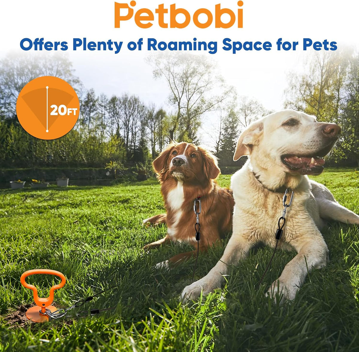 Petbobi Dog Tie Out Cable & Stake - 20ft / Black - image 4