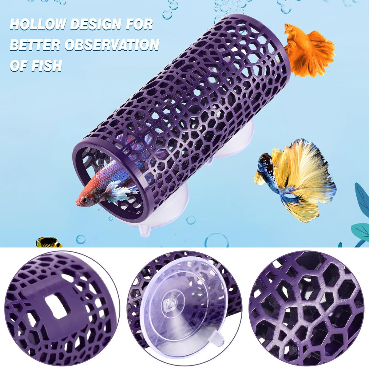 Abizoo Betta Fish Tunnel & Reptile Hide - Purple - image 2