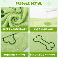 Tatuo 22 Pcs Dog Towels for Drying 20 x 40 Inch Pet Bath Towels - Green / Bone Pattern - image 3